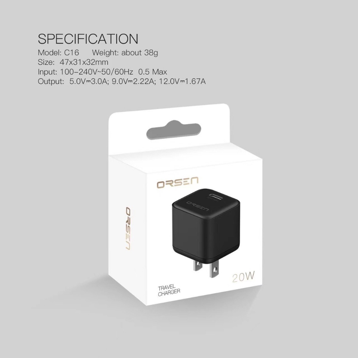 ออเซ่น อะแดปเตอร์ 20W รุ่น C16 คละสี_5