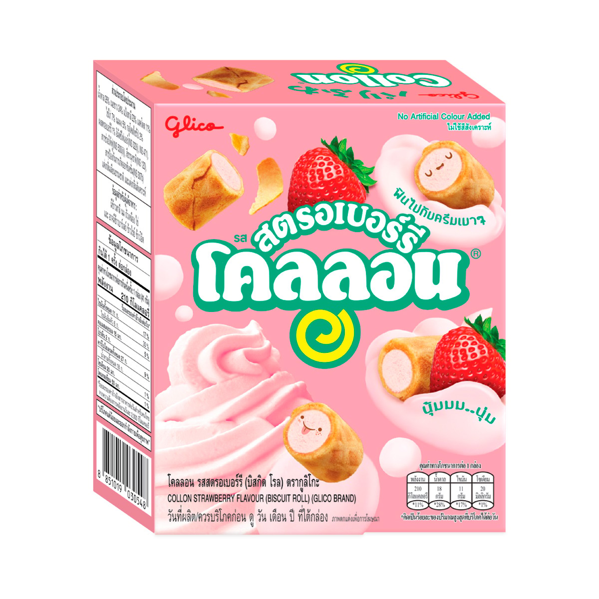 GLICO Collon Biscuit Roll with Strawberry-Flavored Cream Filling 41 g.