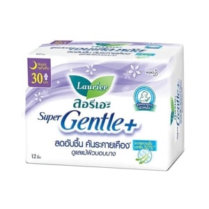 ลอรีเอะ ซูเปอร์ เจนเทิลพลัส ผ้าอนามัย สำหรับกลางคืน มีปีก 30 ซม. 12 ชิ้น