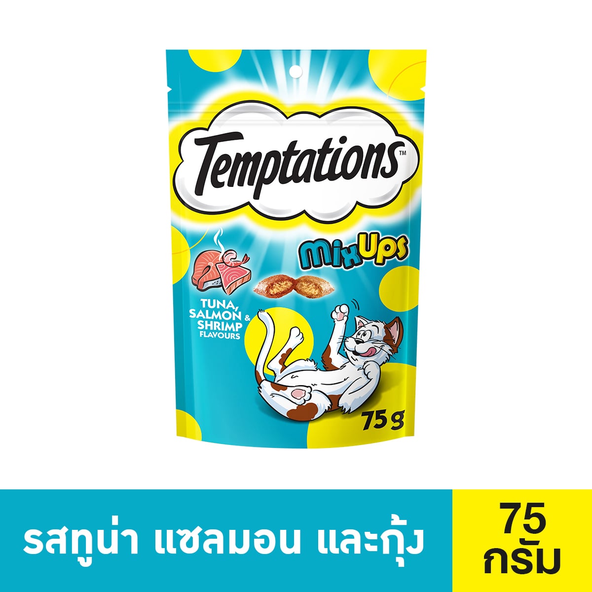 Temptations Tuna Salmon With Shrimp Cat Snack Biscuit 75g.