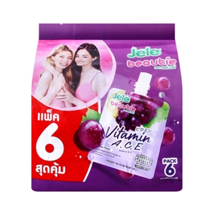 เจเล่บิวตี้ เยลลี่คาราจีแนน ผสมวิตามินเอ ซี อี และน้ำผลไม้รวม 15% กลิ่นองุ่น 140 ก. แพ็ค 6_thumbnail
