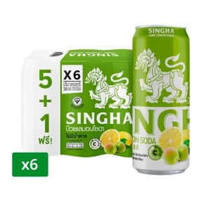Singha Ume Lemon Soda No Sugar 330ml. Pack 5 Free 1