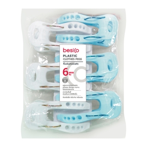 เบสิโค กิ๊บหนีบผ้า รุ่น PN9079 สีขาว-ฟ้า แพ็ค 6_thumbnail_3