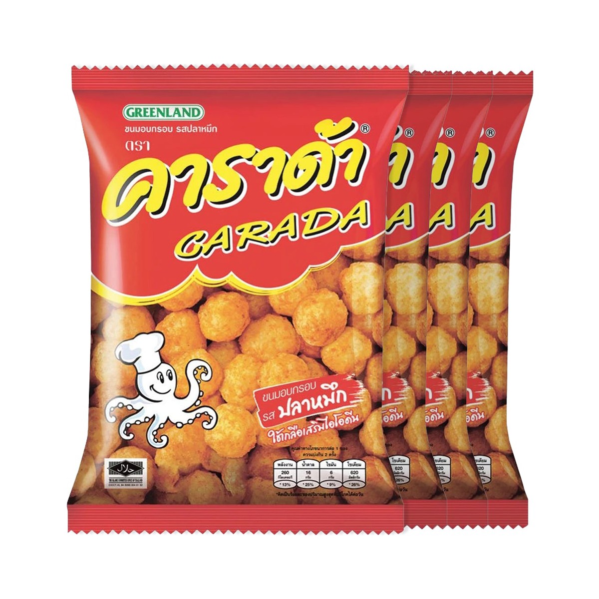 คาราด้า ขนมอบกรอบ รสปลาหมึก 52 ก. แพ็ค 4