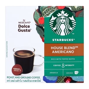 สตาร์บัคส์ อเมริกาโน่ เฮ้าส์ เบลนด์ มีเดียมโรสต์ แคปซูลกาแฟคั่วบด 12 แคปซูล