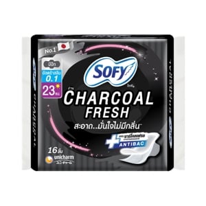 Sofy Charcoal Fresh Ultra Slim 0.1 Wing 23cm. 16pcs.