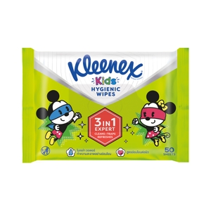 คลีเน็คซ์ (Kleenex) ผ้าเช็ดทำความสะอาดผิวแบบเปียก สูตรแอนตี้แบคทีเรีย 50 แผ่น