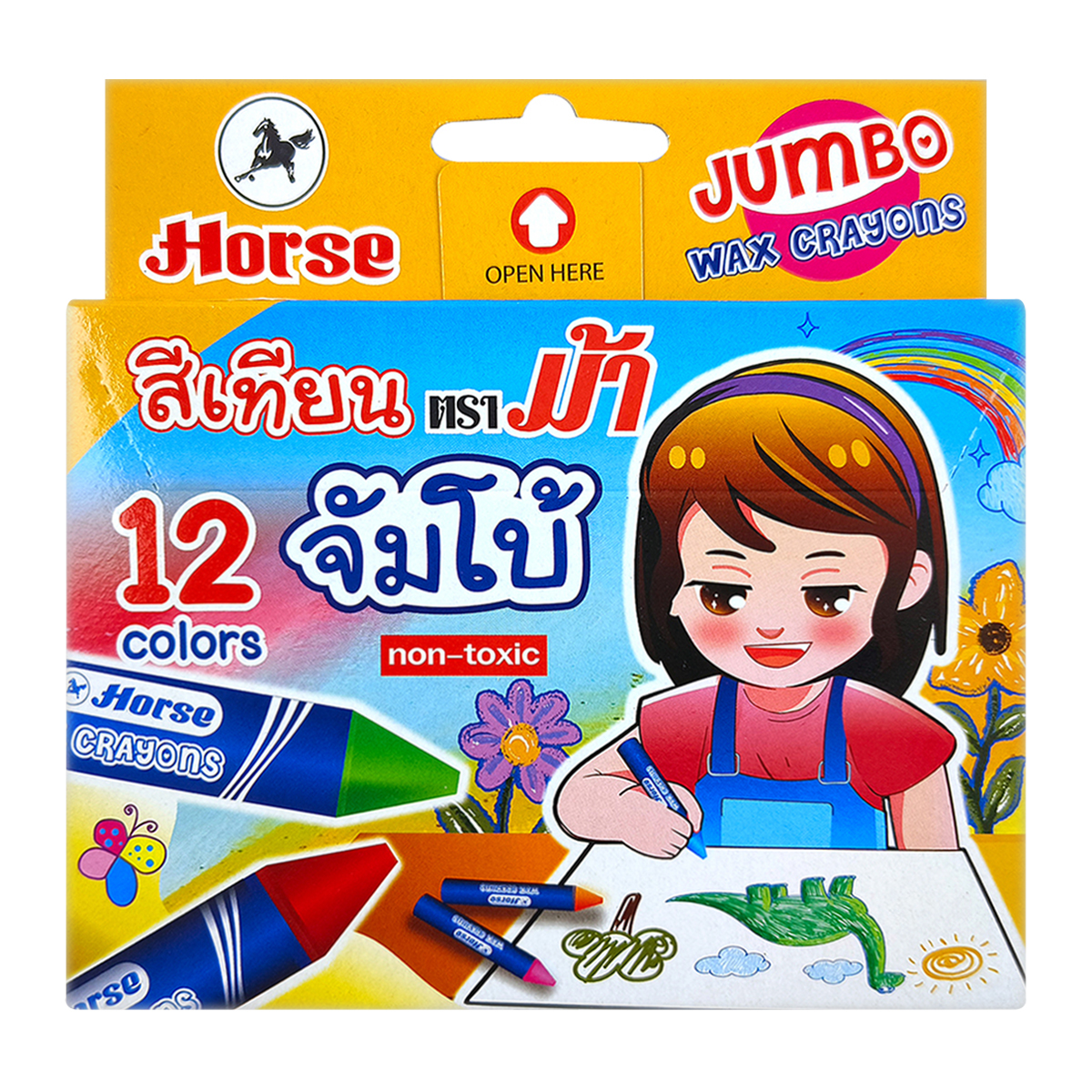 ตราม้า สีเทียนจัมโบ้ 12 สี