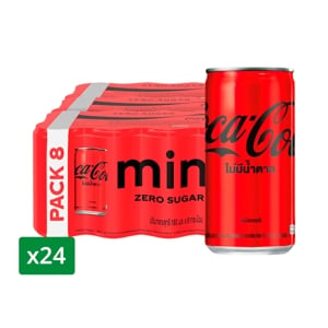 โค้ก ซีโร่ น้ำอัดลม ไม่มีน้ำตาล 180 มล. 8 ชิ้น x 3_thumbnail