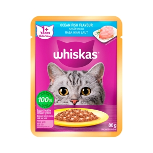WHISKAS Pouch Wet Cat Food Ocean Fish Flavor 80 g.