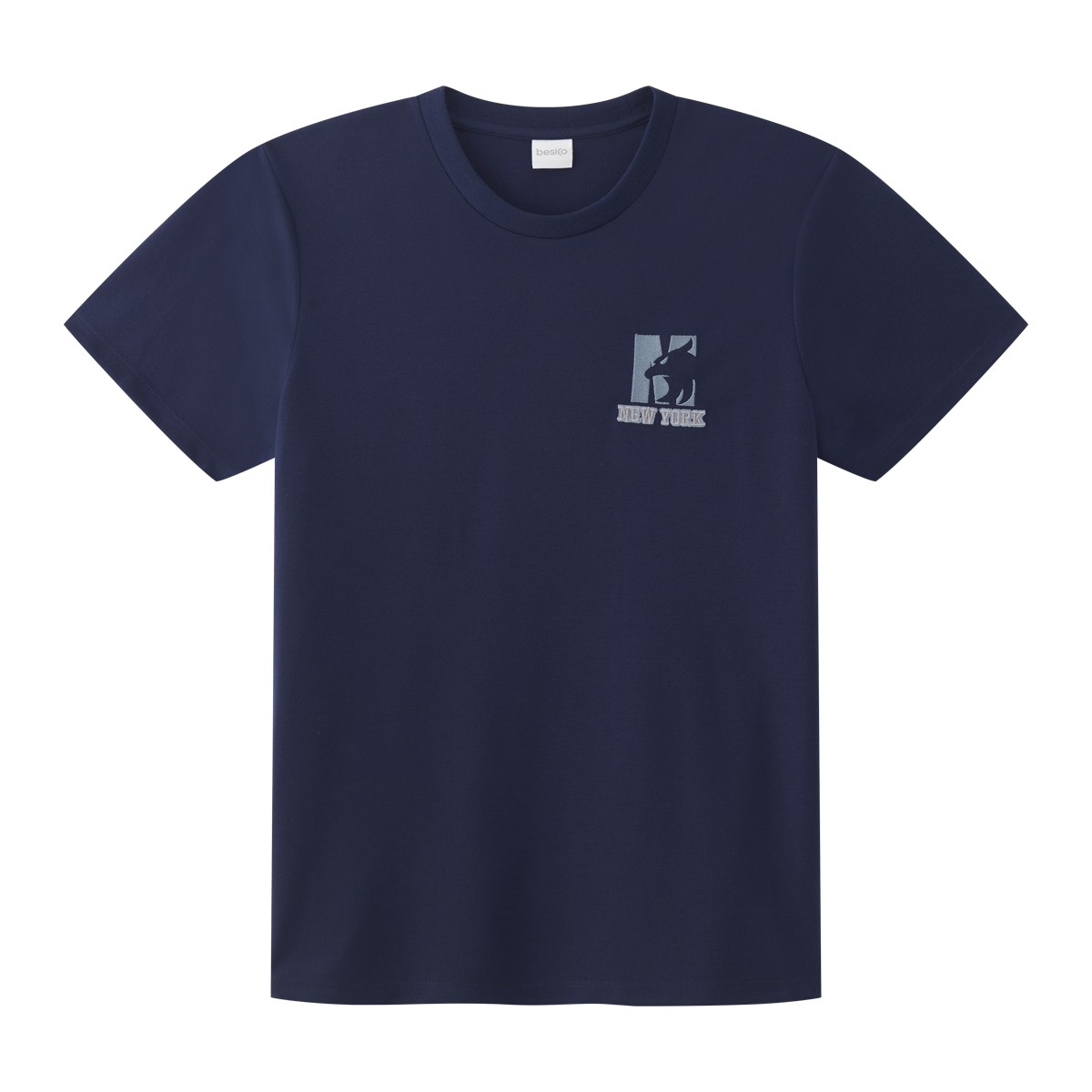 เบสิโค เสื้อยืดผู้ชาย รุ่น BCHS25Q3YM102 สีน้ำเงิน