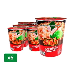 Mama Cup Instant Noodles Shrimp Tom Yum Flavour 60g. Pack 6