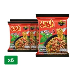 Mama Instanat Noodles Spicy Basil Stir Fried Flavour 55g. Pack 6