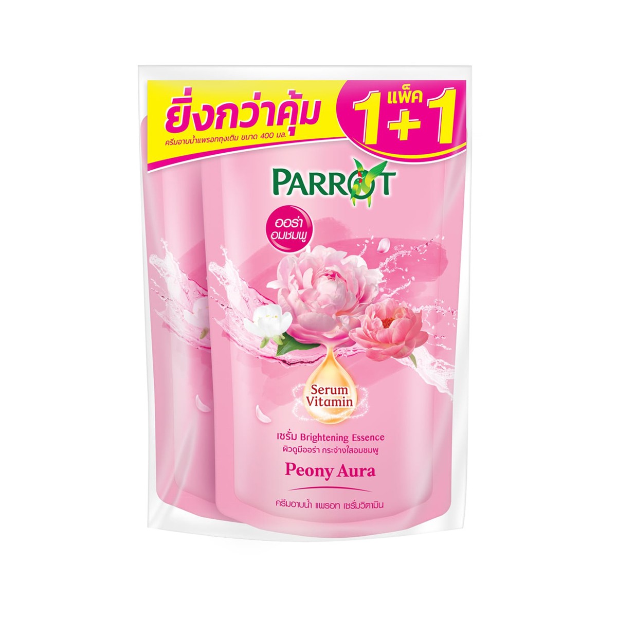 PARROT Serum Vitamin Shower Cream Peony Aura Scent Refill 400 ml. Pack 1+1