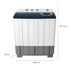 ทีซีแอล เครื่องซักผ้าฝาบนชนิด 2 ถัง รุ่น WT129FTTG ขนาด 12 กก. สีขาว-เทา_thumbnail_8