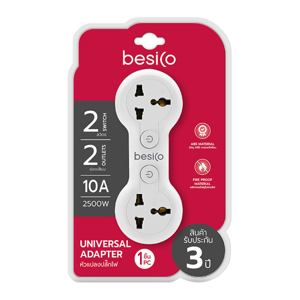 BESICO Adapter 2 Outlet 2 Switch Model F5ADP-BC01-2200 Color White