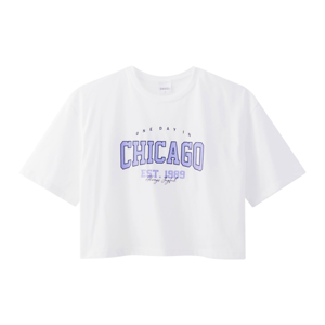 เบสิโค เสื้อครอปพิมพ์ลาย Chicago สำหรับผู้หญิง รุ่น WASL23Q4LC001 สีขาว_thumbnail