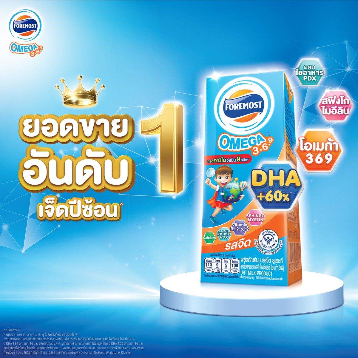 โฟร์โมสต์ โอเมก้า 369 นมยูเอชที รสจืด 180 มล. แพ็ค 4_6