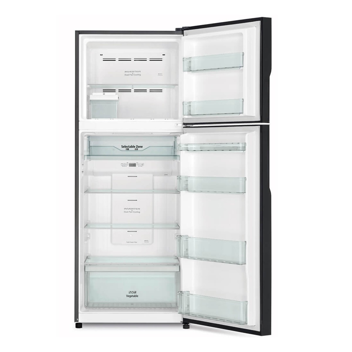 ฮิตาชิ ตู้เย็นอินเวอร์เตอร์ 2 ประตู รุ่น R-VGX400PF ขนาด 14.4 คิว สีกลาสแบล็ก_4
