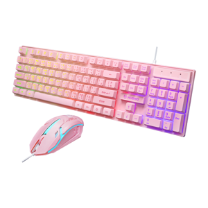 นับโว ชุดคีย์บอร์ดและเมาส์มีไฟ รุ่น NKM623 สีชมพู_thumbnail_1