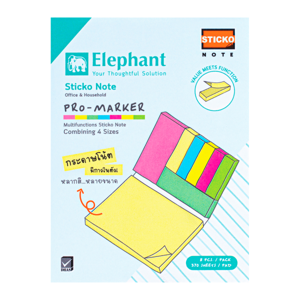 ตราช้าง กระดาษโน้ตมีกาวในตัว Pro-Marker คละสี