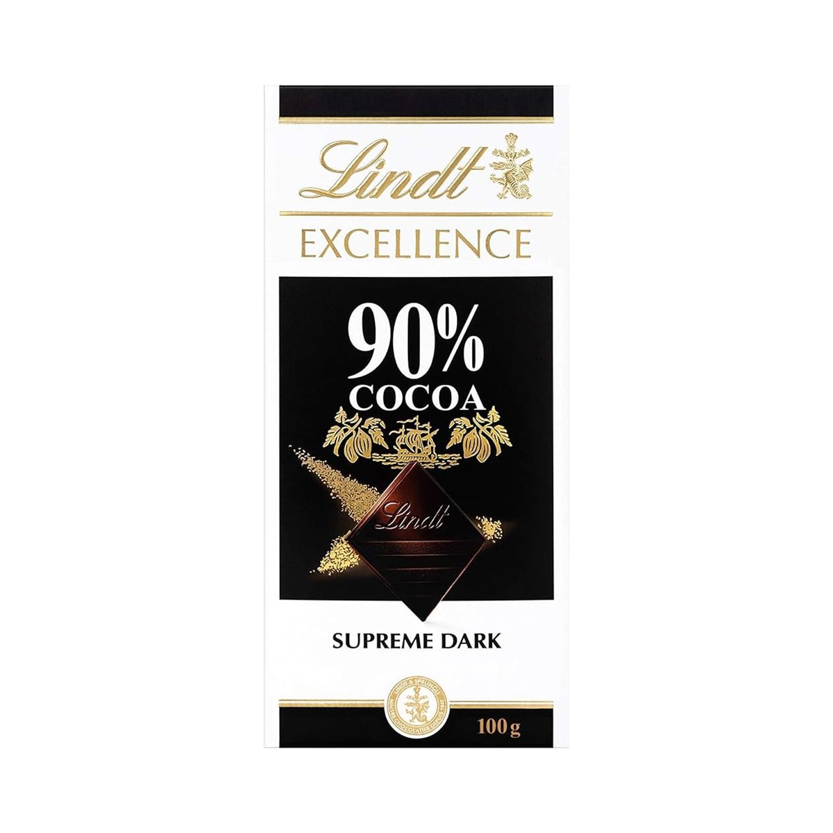 Lindt Excellence Dark 90Percen Cocoa Chocolate 100g.