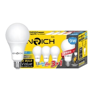 เอ็นริช หลอดไฟ LED 9W รุ่น Value แพ็ค 3+1 แสงขาว
