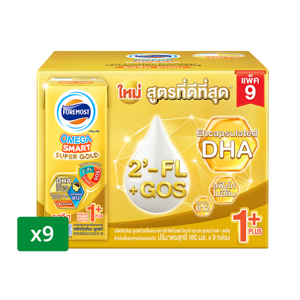 โฟร์โมสต์ นมยูเอชที โอเมก้า สมาร์ท ซูเปอร์ โกลด์ 1 พลัส รสจืด 180 มล. x 9 ชิ้น
