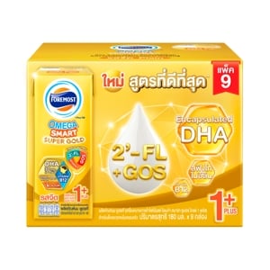 Foremost UHT Milk Omega Smart Super Gold 1 Plus Plain 180ml. Pack 9