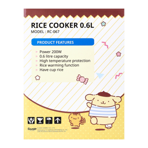 คาชิวา x ปอมปอมปุริน หม้อข้าว 200 วัตต์ รุ่น RC-067 ขนาด 0.6 ล._thumbnail_5