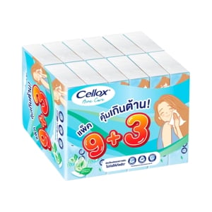 เซลล็อกซ์ แอคเน่ กระดาษทิชชู่เช็ดหน้า 80 แผ่น แพ็ค 9+3 ชิ้น_thumbnail
