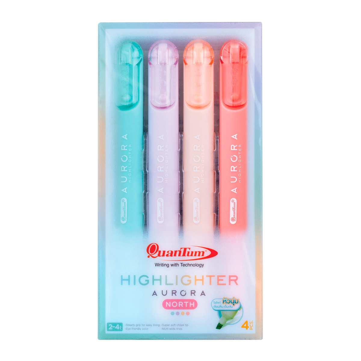 ควอนตั้ม ปากกาเน้นข้อความ ออโรร่า นอร์ธ 4 ด้าม คละสี