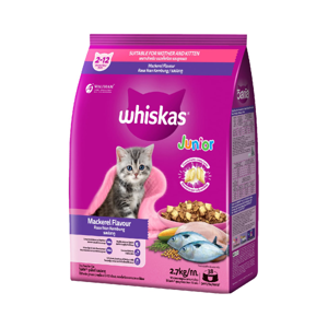 WHISKAS Junior Dry Cat Food for Mother and Kitten Mackerel Flavor 2.7 g.