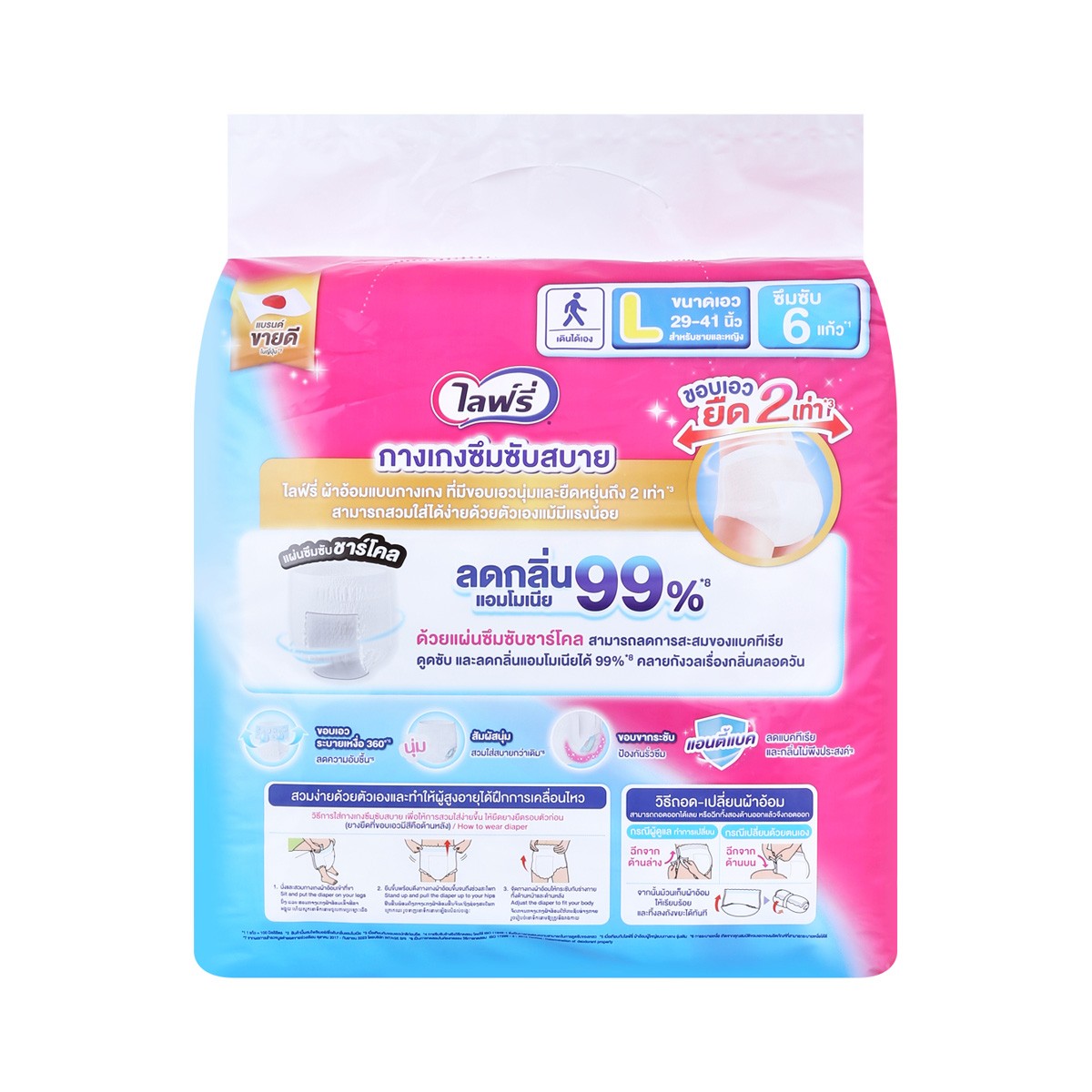 [พรีออเดอร์] ไลฟ์รี่ กางเกงซึมซับสบาย ขนาด L 30 ชิ้น_2