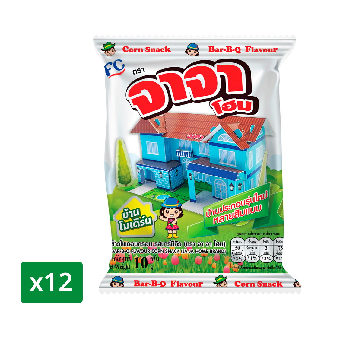 JAJA Corn Snack Bar-B-Q Flavor 10 g. Pack 12
