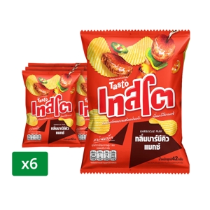 เทสโต มันฝรั่งแท้ทอดกรอบแผ่นหยัก รสบาร์บีคิวแมกซ์ 42 ก. แพ็ค 6