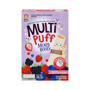 APPLE MONKEY Multi Puff Baked Brown Rice Mixed with Quinoa & Corn Stick Mixed Berry Flavor 25 g.