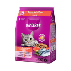 WHISKAS Dry Cat Food Gourmet Seafood Flavor 3 kg.