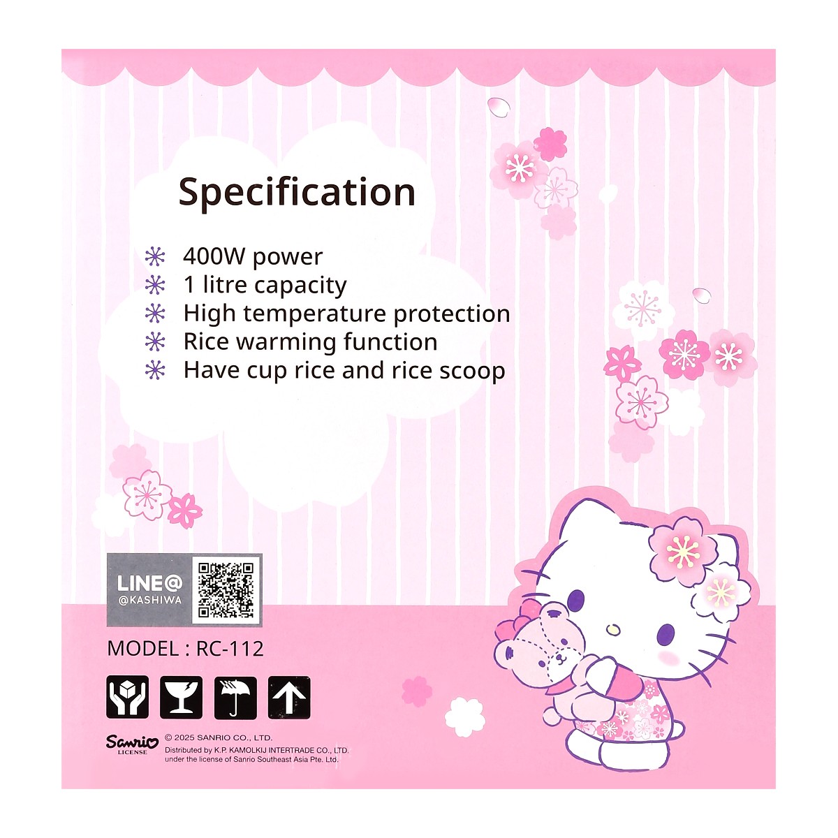 คาชิวา x เฮลโลคิตตี้ หม้อหุงข้าวไฟฟ้า 400 วัตต์ รุ่น RC-112 ขนาด 1 ล._6