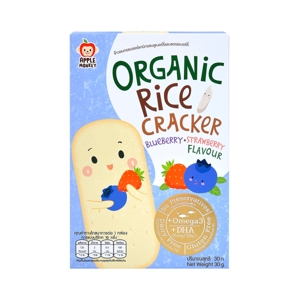 APPLE MONKEY Organic Rice Crackers Blueberry & Strawberry Flavor 30 g.