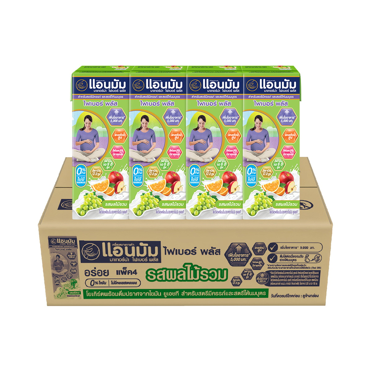 แอนมัม มาเทอร์น่า ไฟเบอร์ พลัส โยเกิร์ตยูเอชทีปราศจากไขมัน รสผลไม้รวม 180 มล. x 48 ชิ้น_1