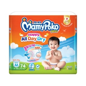 Mamy Poko Happy Day and Night Baby Diaper Pants Size M 74pcs.