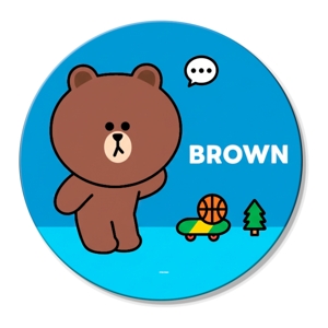 ไลน์ เฟรนส์ โต๊ะญี่ปุ่นทรงกลม ลายบราวน์ 60 x 60 ซม. สีฟ้า_thumbnail_1