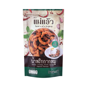Tongtin Mae Aew Krapow Flavored Pork Rinds 40g