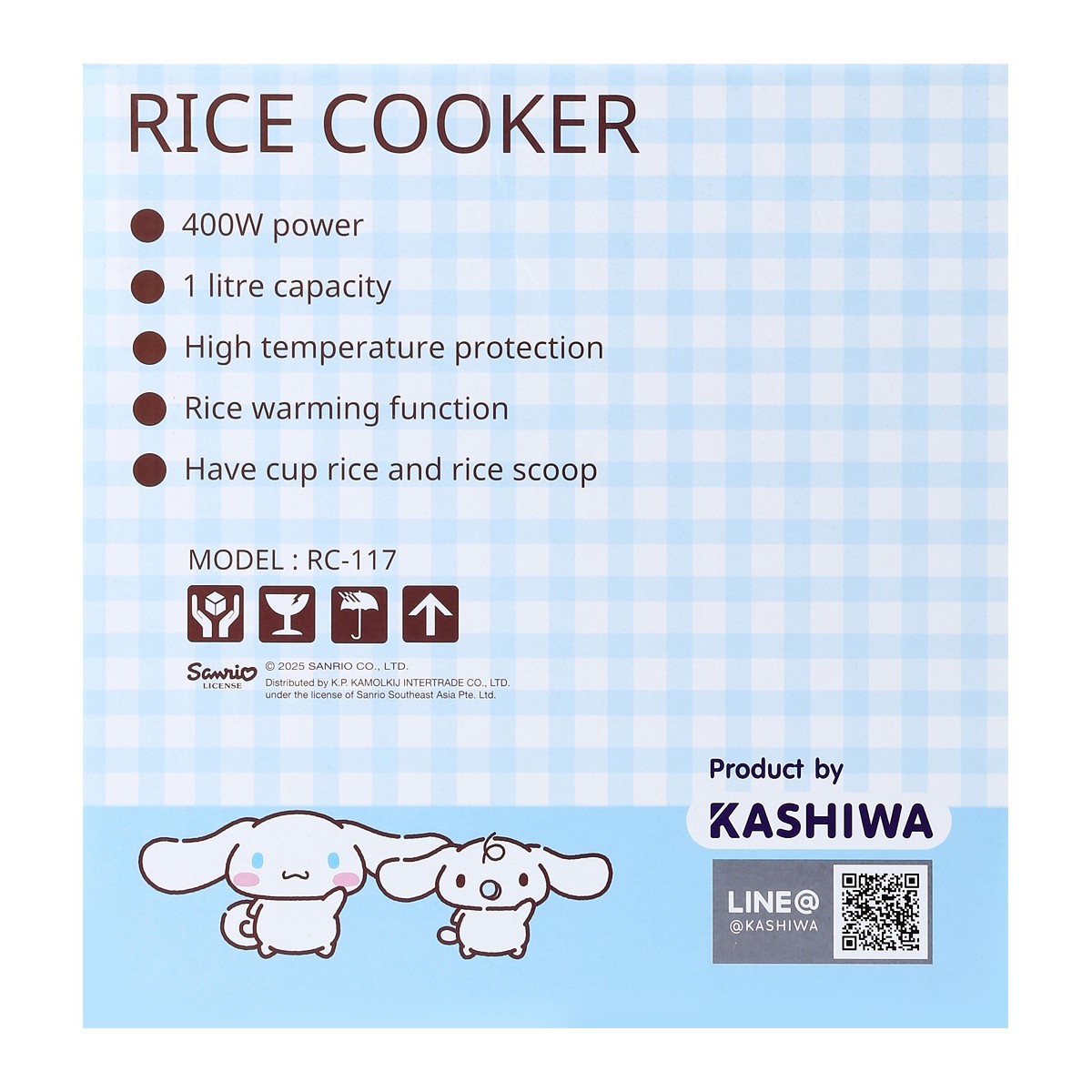 คาชิวา x ซินามอโรล หม้อหุงข้าวไฟฟ้า 400 วัตต์ รุ่น RC-117 ขนาด 1 ล._5