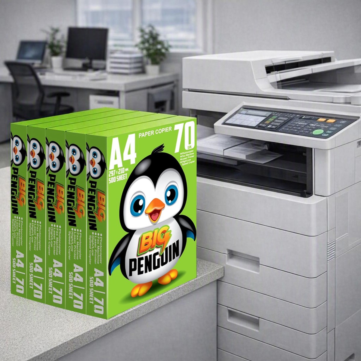บิ๊กเพนกวิน กระดาษถ่ายเอกสาร ขนาด A4 หนา 70 แกรม 500 แผ่น แพ็ค 5 ชิ้น_6