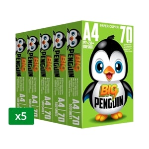 บิ๊กเพนกวิน กระดาษถ่ายเอกสาร ขนาด A4 หนา 70 แกรม 500 แผ่น แพ็ค 5 ชิ้น