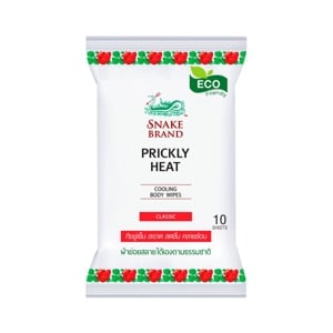 Snake Brand Prickly Heat Cooling Body Wipe Body Classic 10Sheets