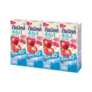 DUTCH MILL 4in1 Micro Active UHT Drinking Yoghurt Less Sugar Formula Apple Aomori & Lychee Flavour 165 ml. x 4 units