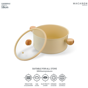 เบสิโค หม้ออะลูมิเนียมเคลือบเซรามิก Macaron Series รุ่น CH18-GPR ขนาด 18 ซม. สีครีม_thumbnail_1